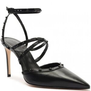 Schutz black tachas scarpin strap heels